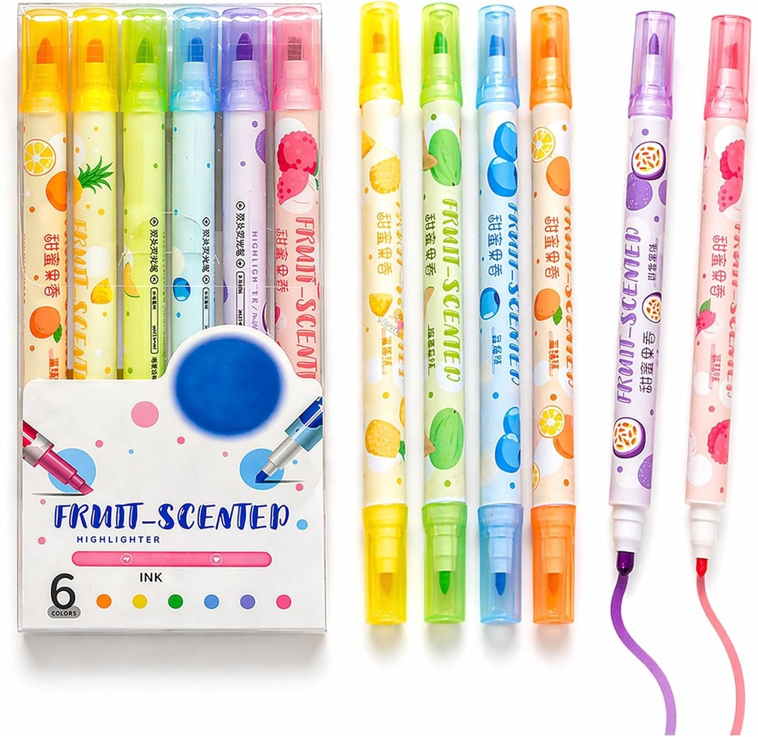 6 Pcs Double Head Marker Pens